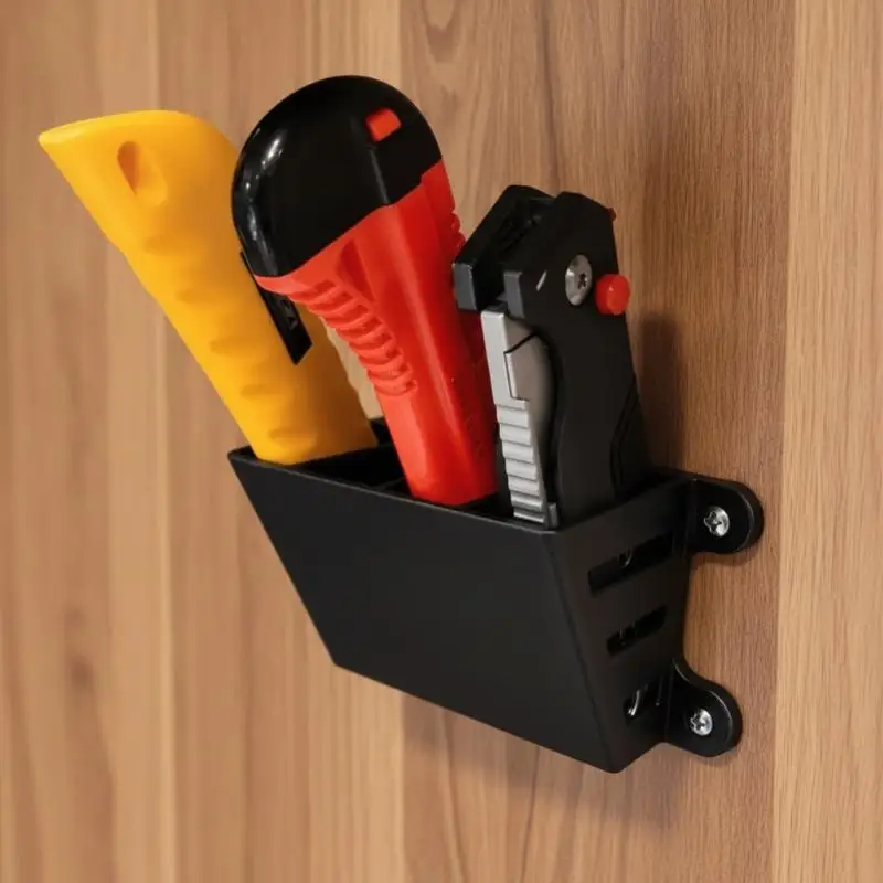 1Pcs Wall Tool Organizer Box 3D Printed Wall‑Mounted 4‑Slot Utility Knife Storage Rack Garage Workshop Hand Tool Holder