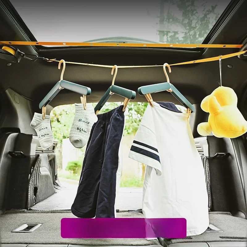 Car Clothesline Multifunctional Hanger for Travel Camping Hotel Drying Clothes Organizer