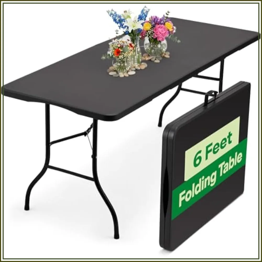 6ft Folding Table Heavy Duty Portable with Handle for Indoor Outdoor Events Camping Parties Dining