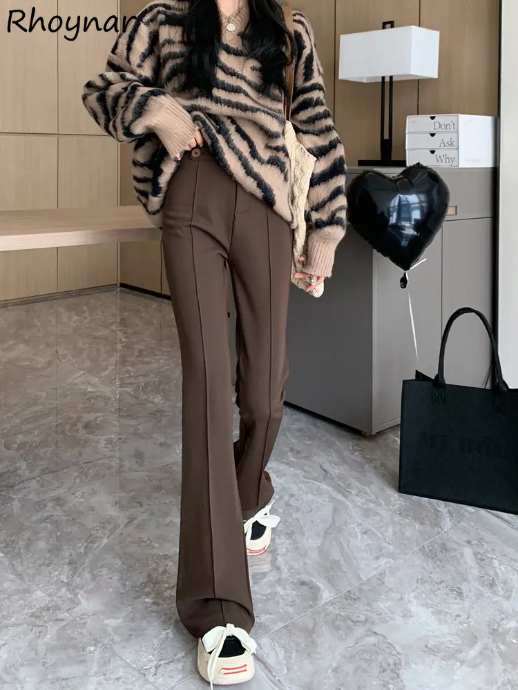 

Flare Pants Women Casual Vintage Solid Slim New Spring High Waist Office Lady All-match Full Length BF Minimalist Design Popular