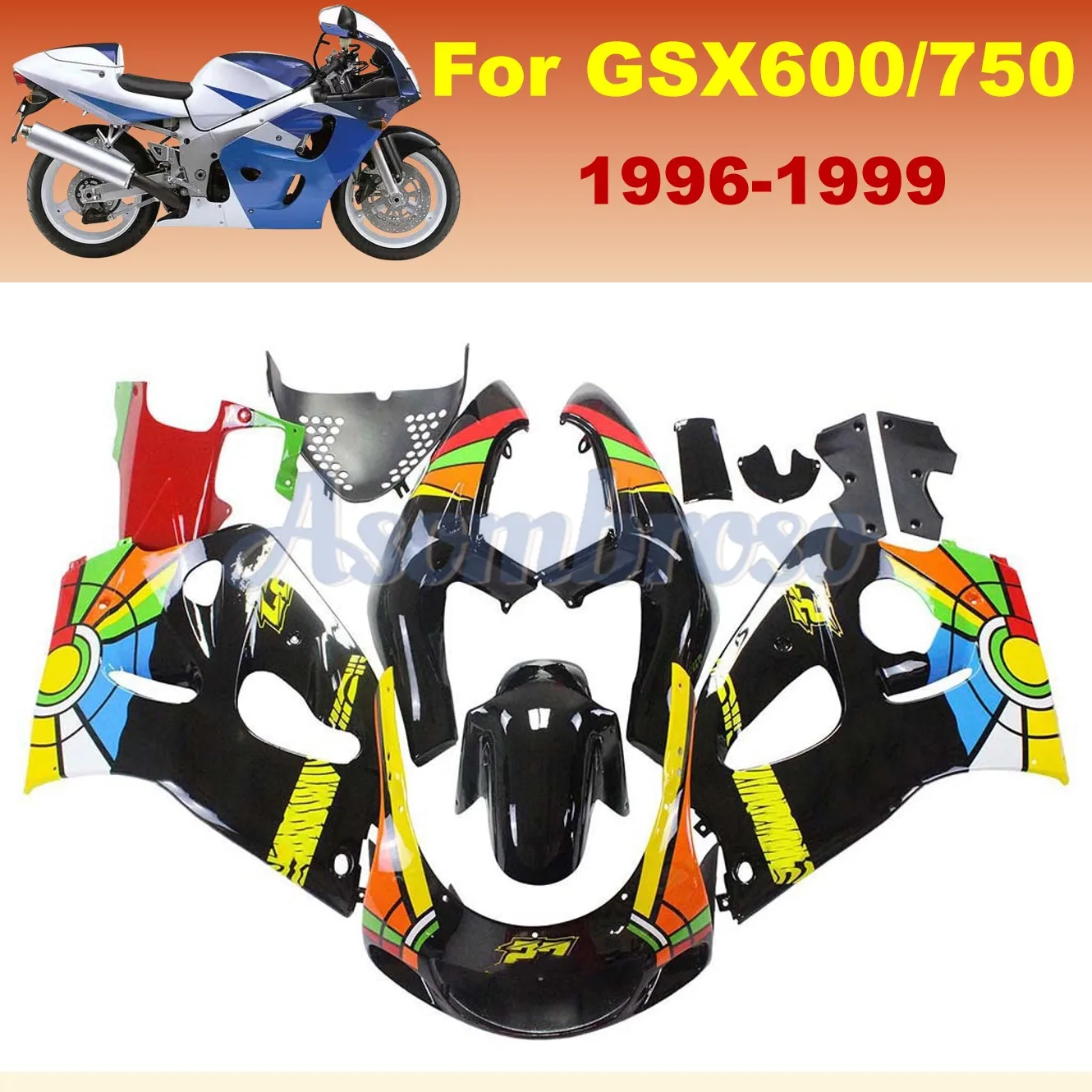 Full Fairing kit For GSXR600 750 GSXR750 GSX-R600 1996 1997 1998 1999 2000 GSXR 600 Motorcycle bodywork Protective cover