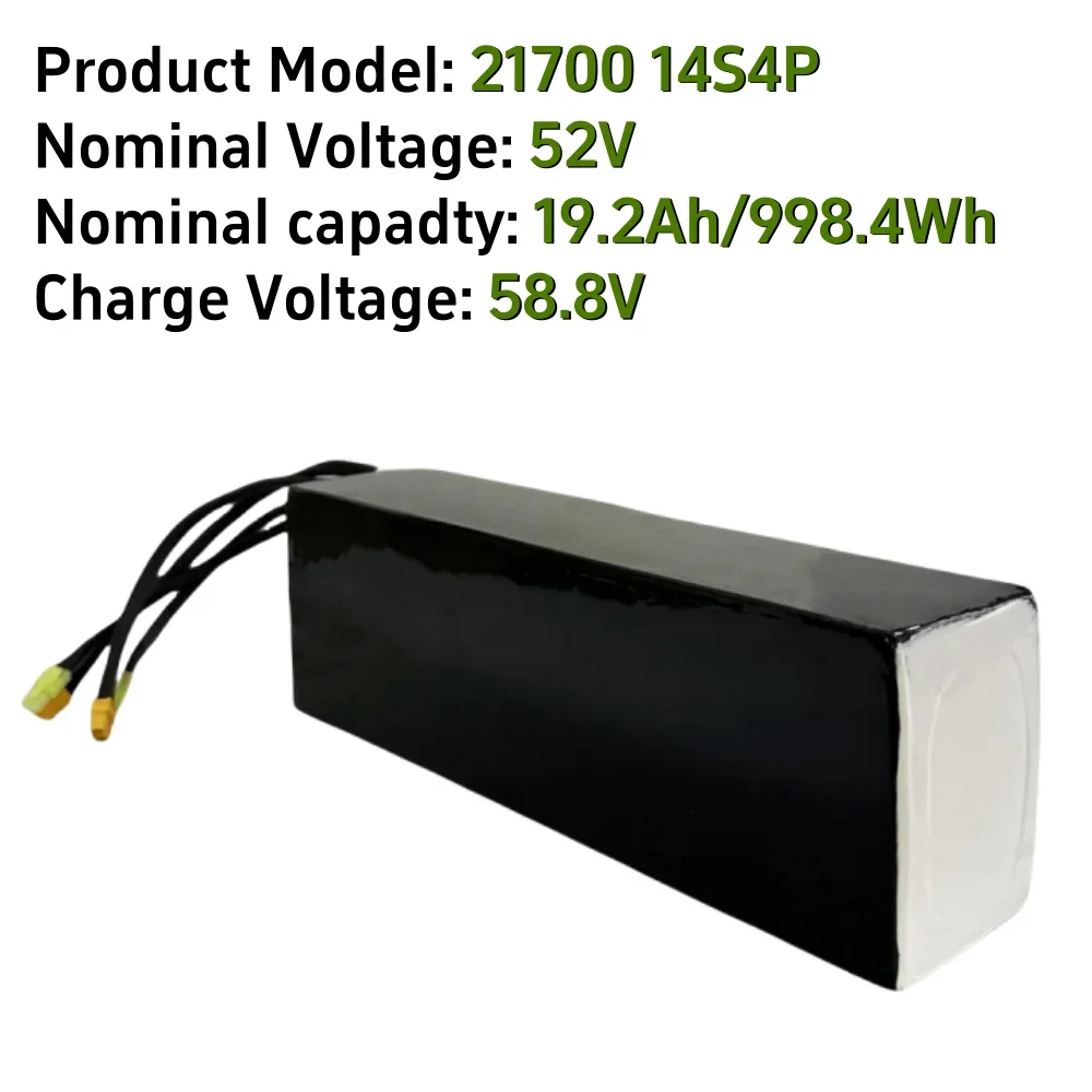 52V 19.2Ah 14S4P 21700 Li-ion Battery Pack Dual Port Fast Charging Suitable For Dual Drive Electric Scooters