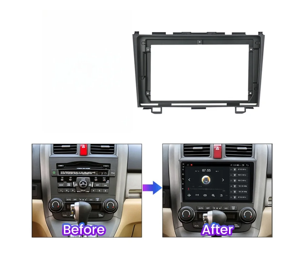 9 inch Car Radio Face Frame For Honda CRV CR-V 3 RE 2006-2012 Fascia Stereo Panel Mounting Head Unit Canbus Cable Trim Bezel