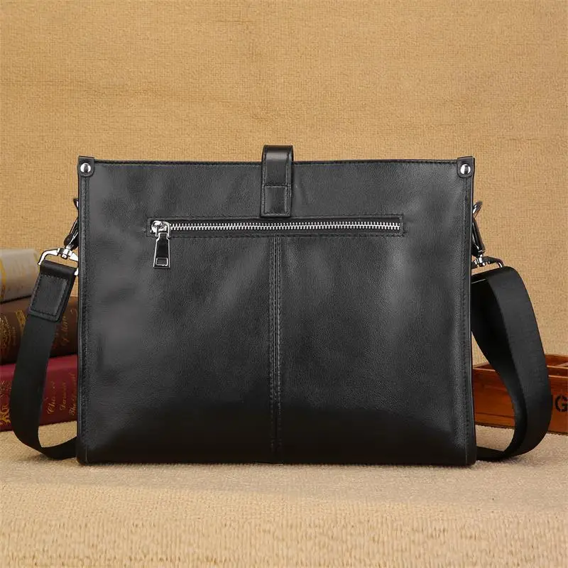 Imagem -04 - Couro de Vaca Bolsa de Ombro para Homens Masculino a4 Genuíno Couro Maleta Bolsa de Negócios Bolsas de Embreagem Envelope Bolsa de Crossbody