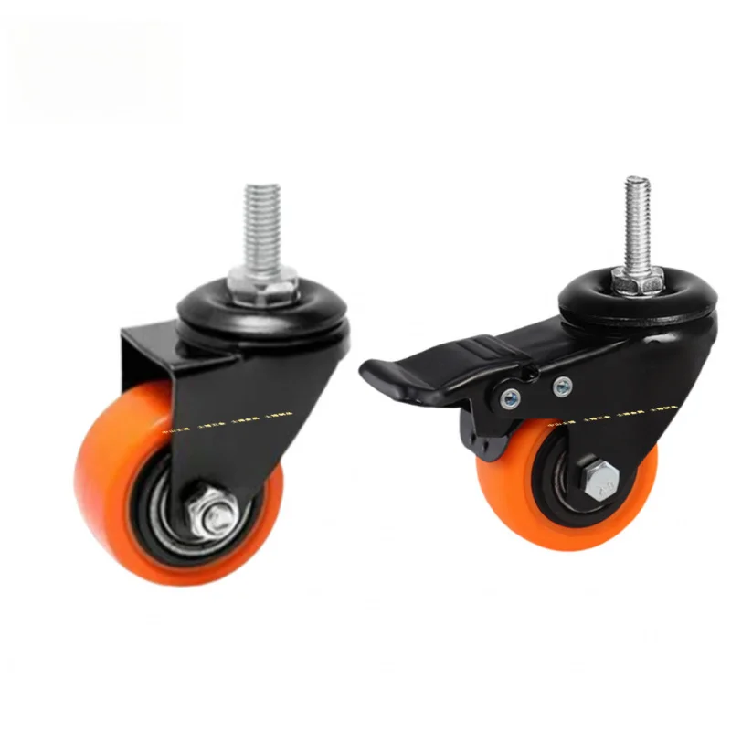 1.5Inch 2Inch Polyurethane Swivel Casters M8 M10 Durable Brake Wheels Furniture and Shelf
