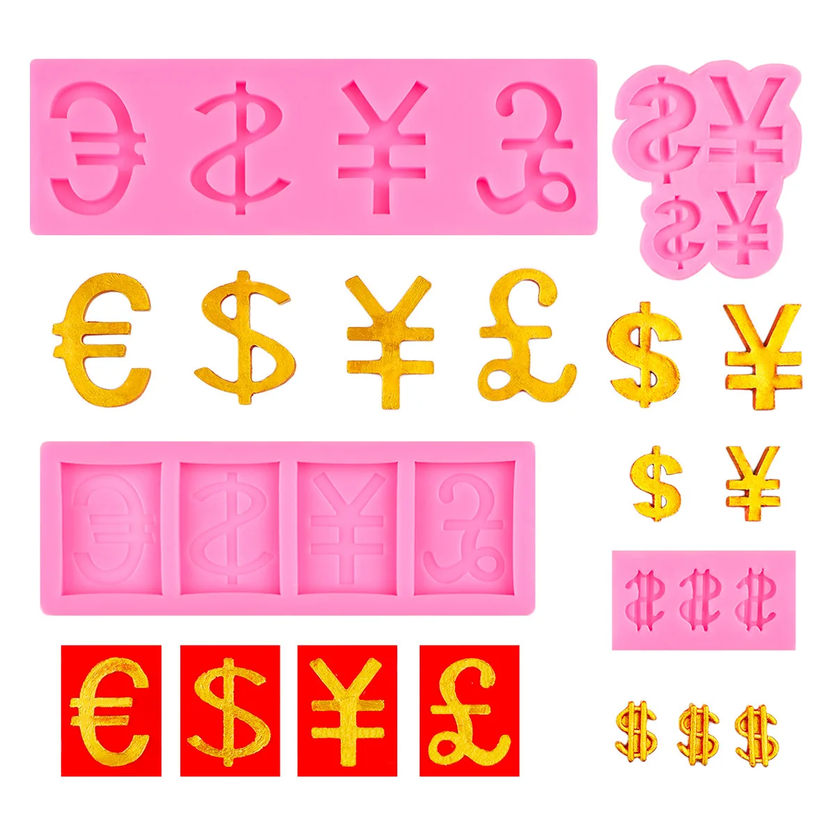 Money Logo Chocolate Shape Decoration Silicone Mold DIY Size Currency Fondant Cake Accessories Mould