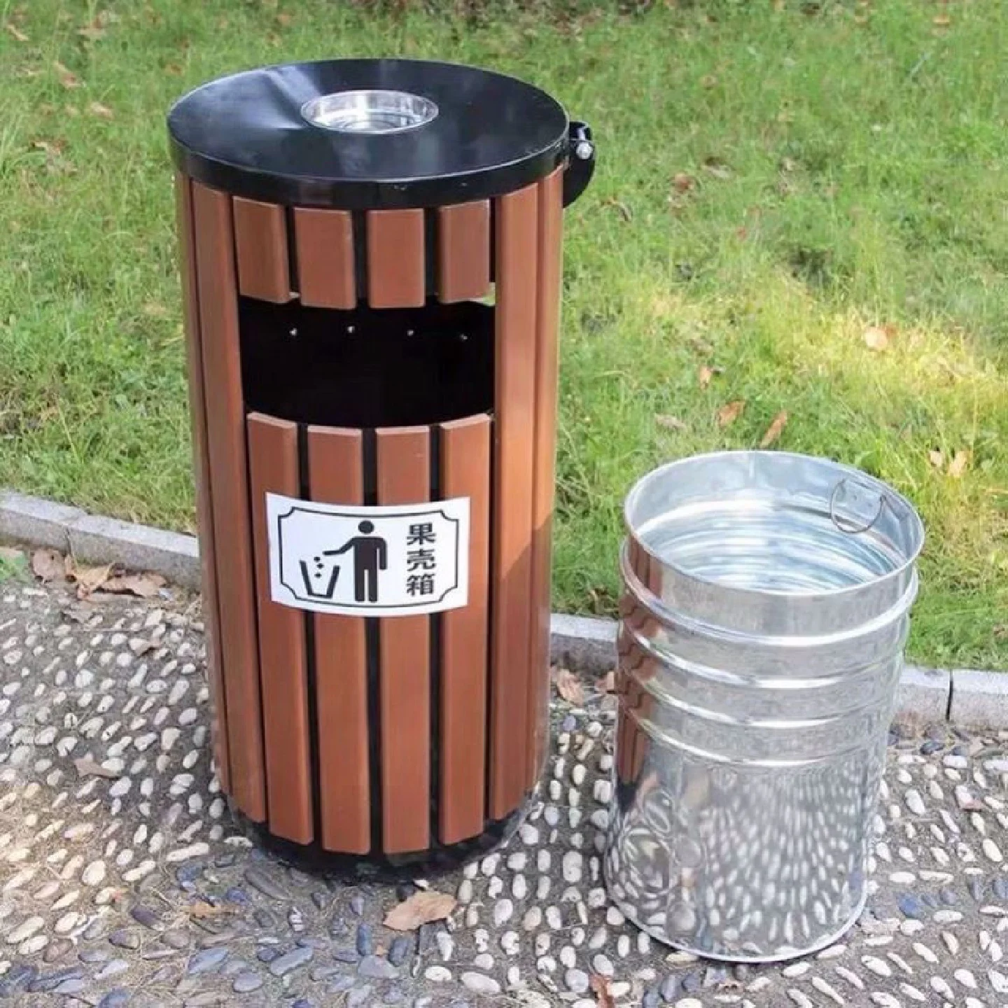 

Уличный коммерческий мусорный бак из утолщенной нержавеющей стали, большой, для парков, для сбора фруктов и отходов, класс А4