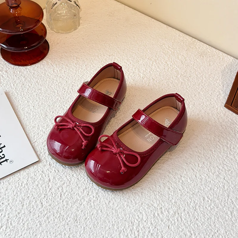 

Silver Red Girls Shoes Little Princess Leather Shoes For Wedding Birthday Party Performance Dress Shoes Kids Flat Shoes Black
