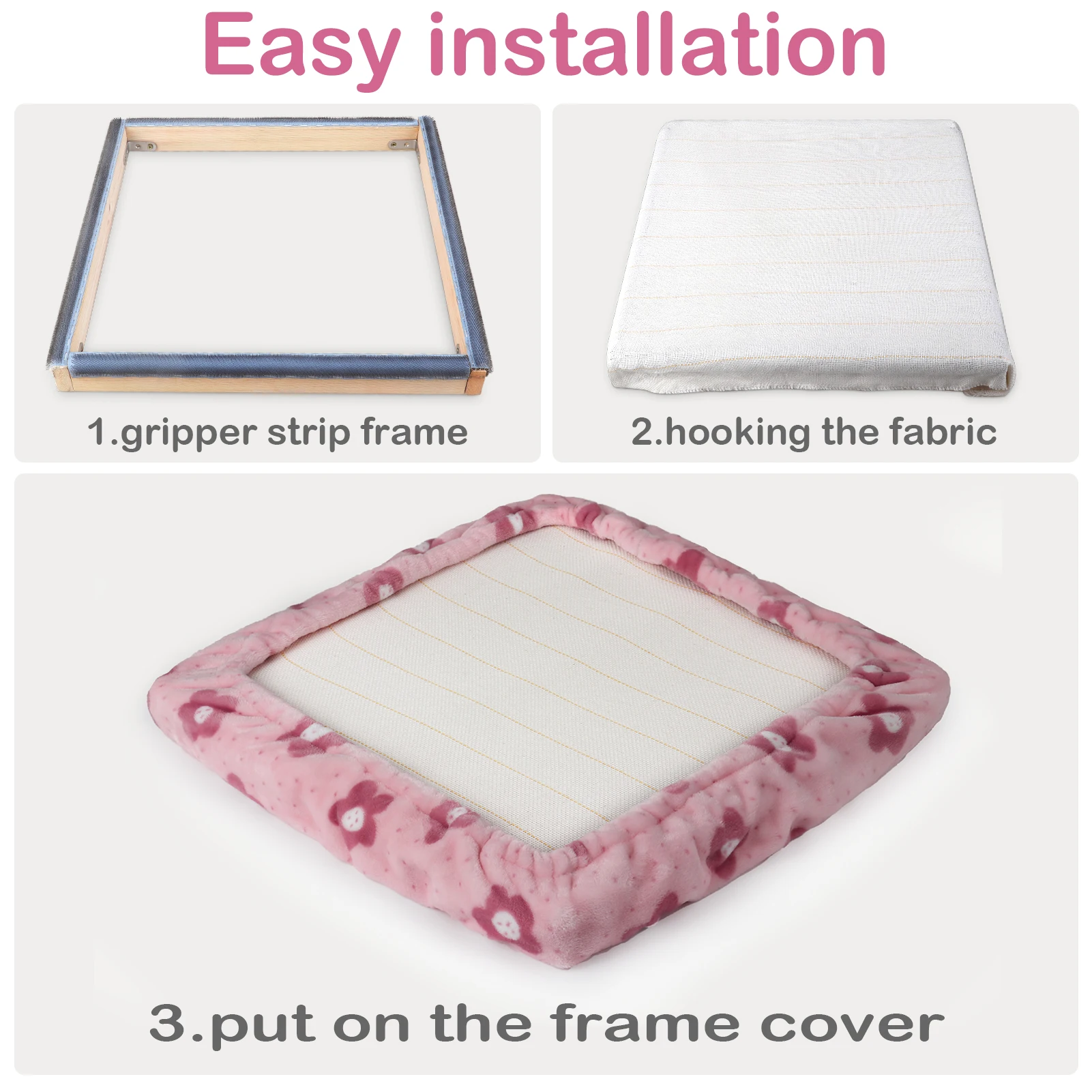 DIY Sewing Cloth Painting Quilting Square Cross Stitch Embroidery Hoop Wooden Gripper Strips Punch Needle Frame With Needle