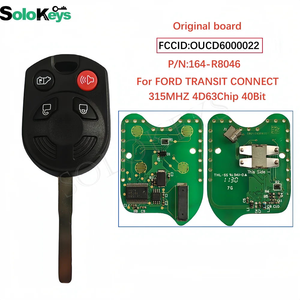 SOLOKEYS OUCD6000022 dla FORD TRANSIT CONNECT klucz zdalny oryginalna płyta Aftermarket obudowa kluczyka 315MHZ 4 d63chip 40Bit z LOGO