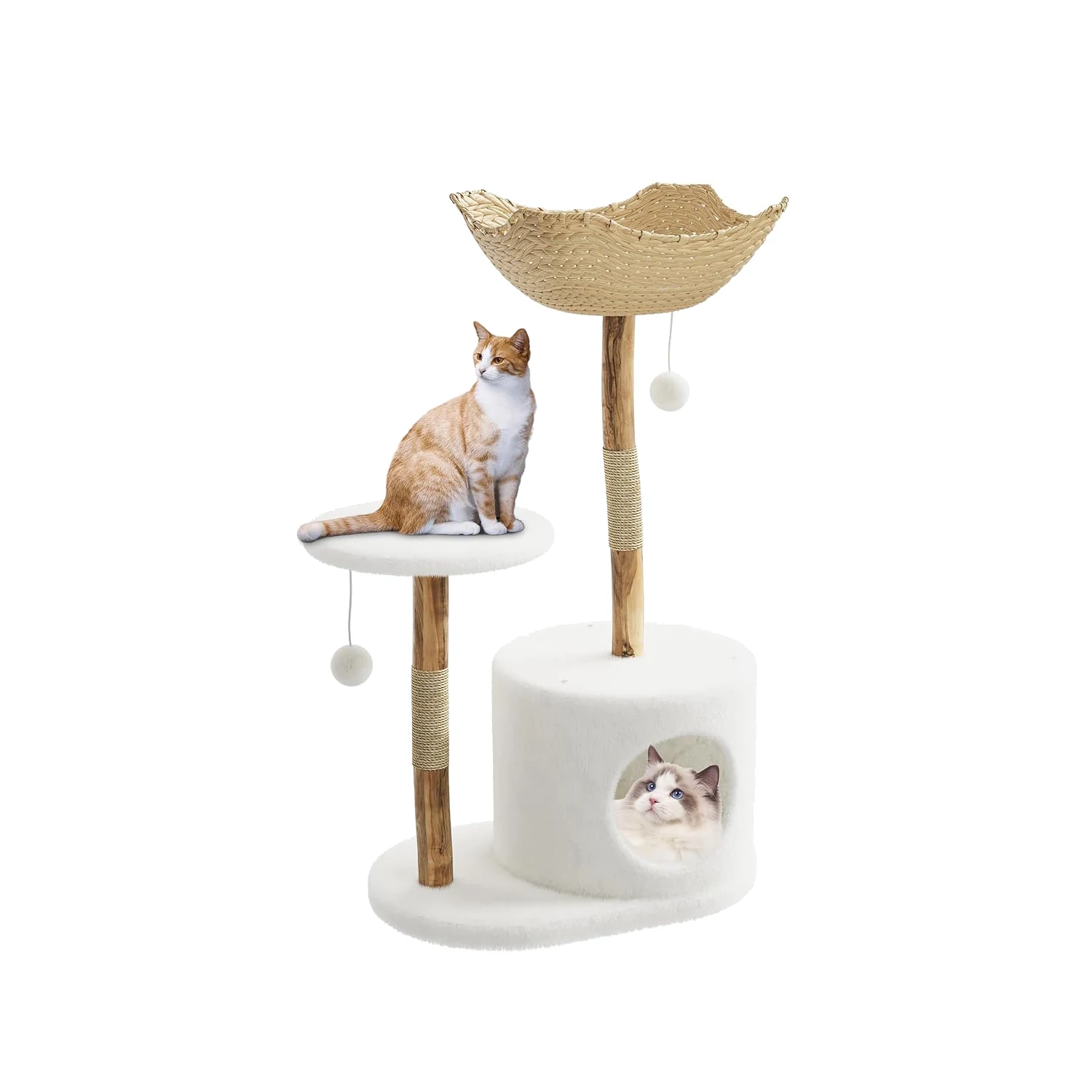 

Когтеточка-дерево Mau, 46 дюймов, эстетичная, для крупных кошек, с когтеточками, лежанками и дизайном под настоящие ветви, прочное основание