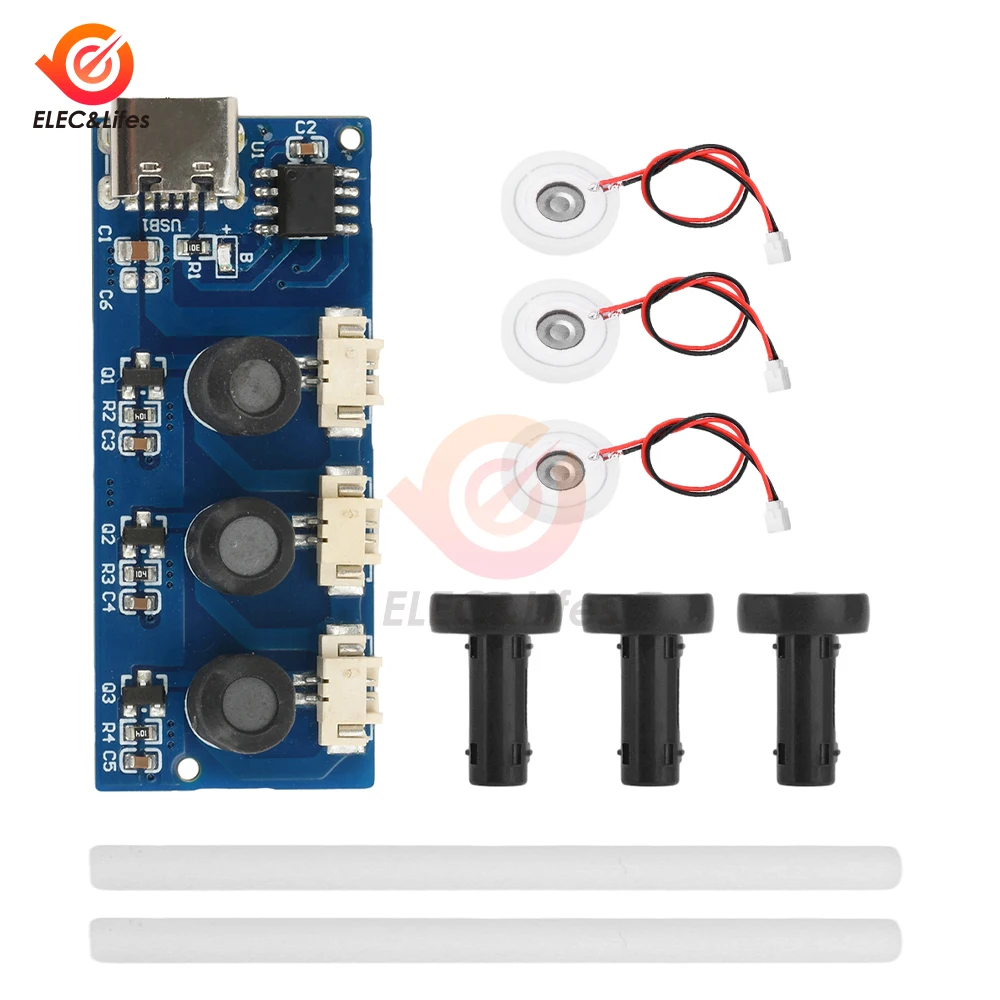 5V Tipo-C Mini Umidificatore Kit FAI DA TE Mist Maker e Driver Circuito 2/3 Fogger Atomizzazione Pellicola Atomizzatore Foglio Oscillante