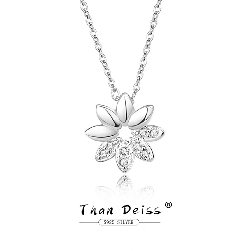 

Summer NEW 925 Sterling Silver Daisy Necklace Women Korean Style Ins Fashion Shiny Cute Flower Pendant Chain Set Fine Jewelry