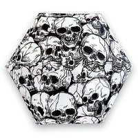 Black And White Skulls UV Umbrellas For Women Men Rain Parasol Umbrellas Portable Outdoor Travel Gear 6 Ribs Mini Sun Umbrellas