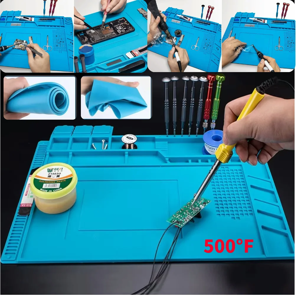 

NEW Heat Insulation Pad ESD Soldering Working Mat Magnetic Silicon Mat Repair Heat-resistant Platform for BGA Soldering Station