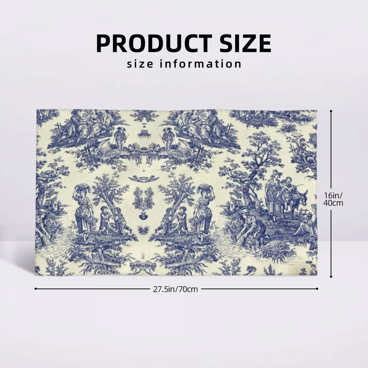 Custom Toile De Jouy Blue Towel Cotton French Navy Blue Motif Bathroom Shower Sports Yoga Towels