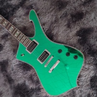 High Quality Iceman Paul Stanley Signature green Fractured Mirror Electric Guitar CrackMirror Pickguard, Abalone Body Binding, G