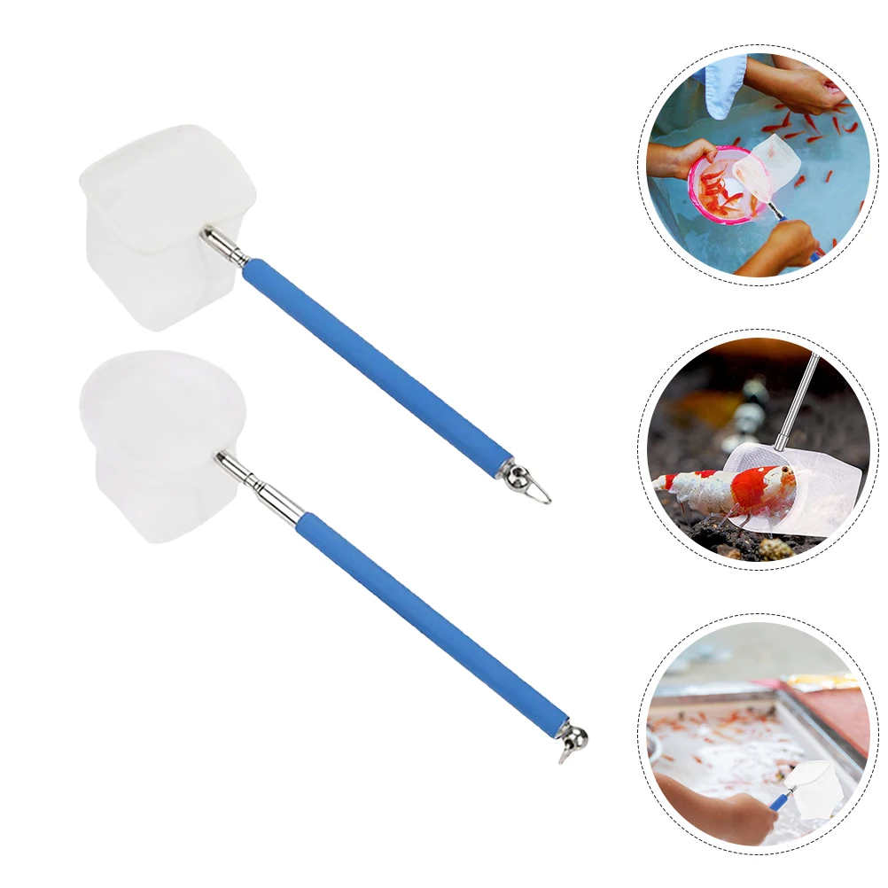 

2Pcs Extendable Shrimp Net Lightweight Aquarium Maintenance Cleaning Debris Removal Betta Fish Tank Tools Reusable Soft Fine