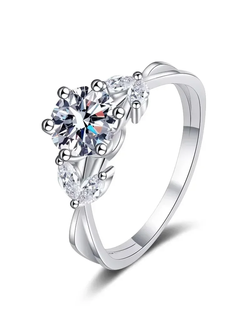 

925 sterling silver moissanite ring VVS1 D-color women's fashion 1 carat temperament fine jewelry with certificate