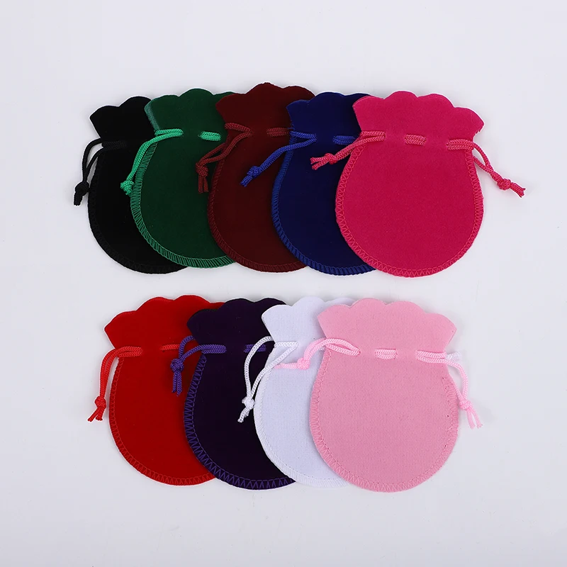 

100Pcs/lot Drawstring Gourd Velvet Bags For Ring Earrings Necklace Jewellery Pouches Gift Packaging Bag Custom Logo Print