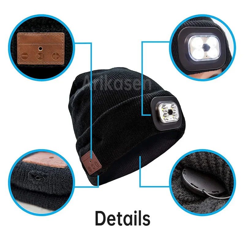 قبعة صغيرة لاسلكية مع ميكروفون من Arikasen ، قبعة دافئة للشتاء ، سماعات بلوتوث ، قبعة رياضية ، هاتف حر اليدين