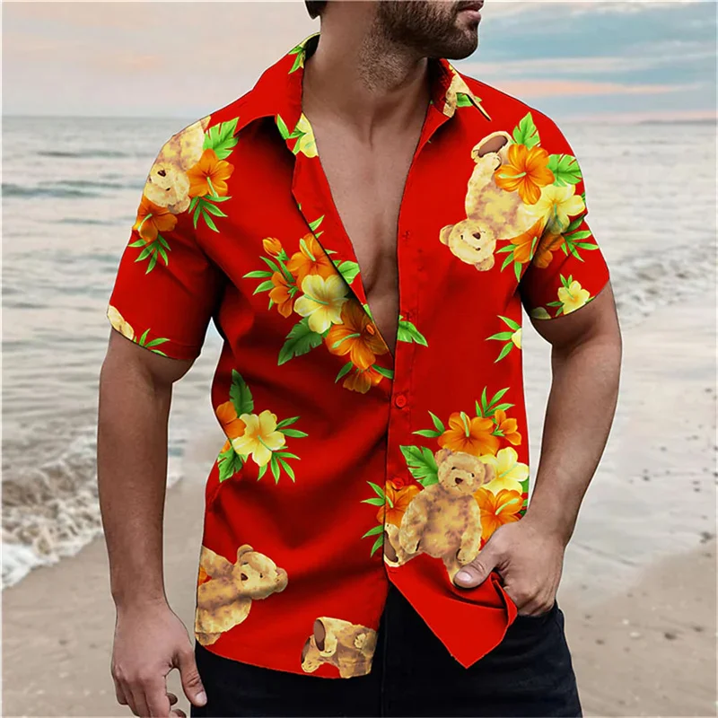 2024 Hawaiian Men's Shirt HOLIDAY Oversized Flower Casual Vintage Short Sleeve Clothes Tops Streetwear Fashion Harajuku Tiki