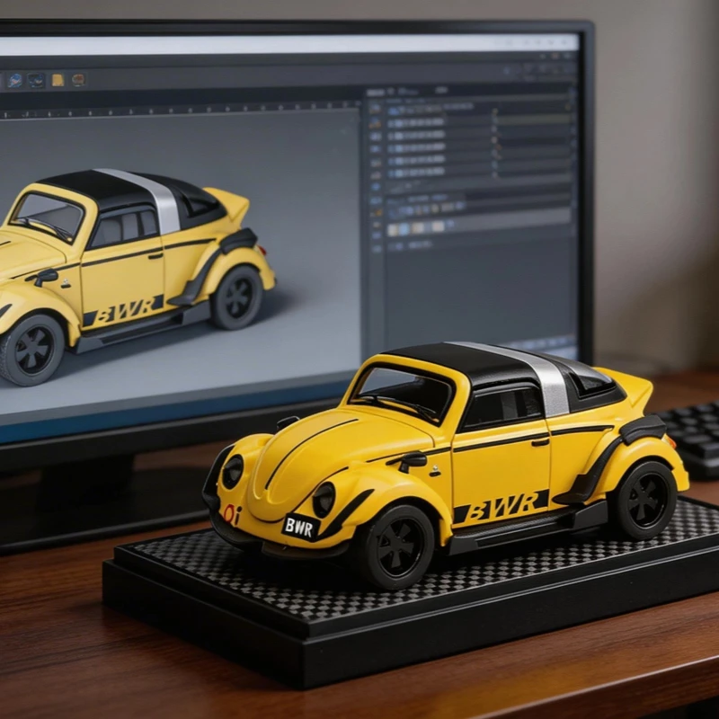 

1:32Mini Beetle Simulation Alloy Toy Car Model Pull Back Sound and Light Tabletop Ornament Collectibles Friends Gifts Ornaments