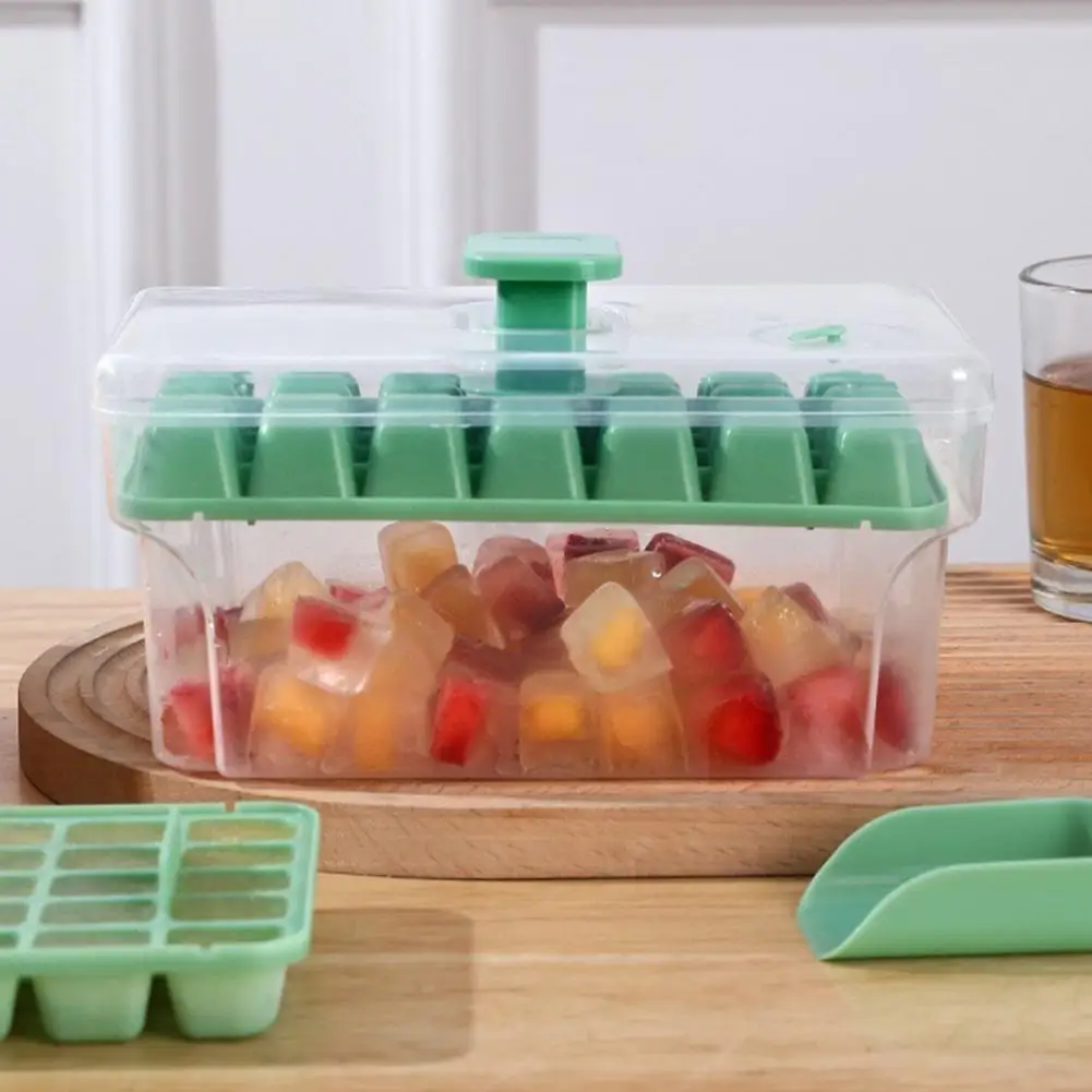 Easy-release Ice Cube Tray Ice Cube Trays for Freezer Ice Cube Mold with Lid Bin Set for Freezer Reusable Tray with Scoop