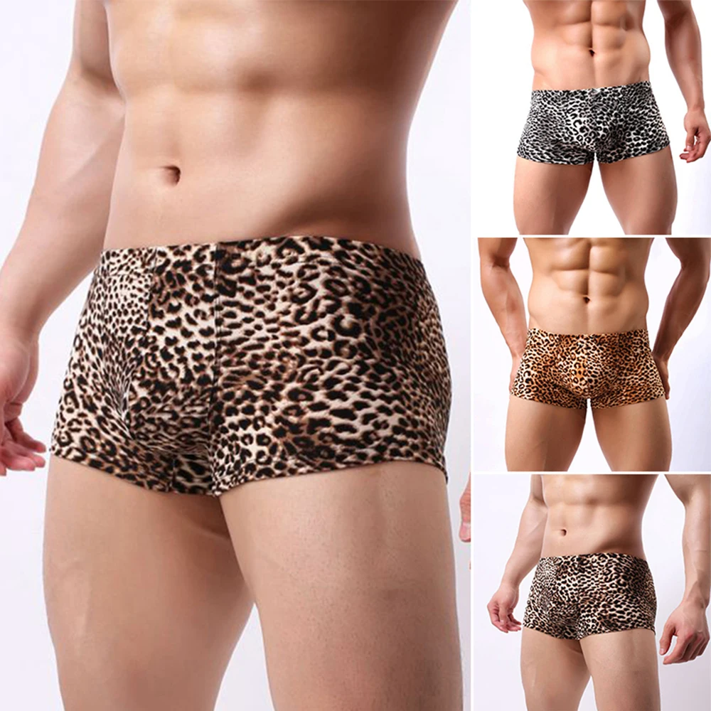 

Men Trunks Sexy Wild Leopard Print Boxers Briefs Underwear U Convex Panties Fitness Shorts Swim Shorts Home Men's Shorts