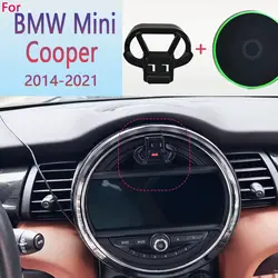Magnetic Car Phone Holder For BMW Mini Cooper F55 F56 F60 2014 2015 2016 -2021 15W Wireless Charging Phone Stand MagSafe Base