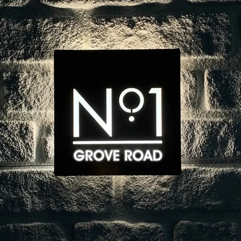 Imagem -03 - Luz Led Personalizado Número da Placa Casa Sinal Numérico 3d Iluminado Quadrado Acrílico Nome Endereço Placa Exterior da Porta