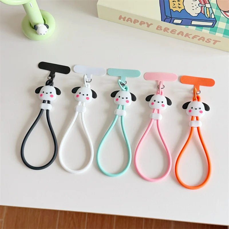 Cute Cartoon Pochacco Phone Wrist Strap Silicone Hand Ring Anti-Lost Lanyard Bag Pendant For iPhone Samsung All Phones