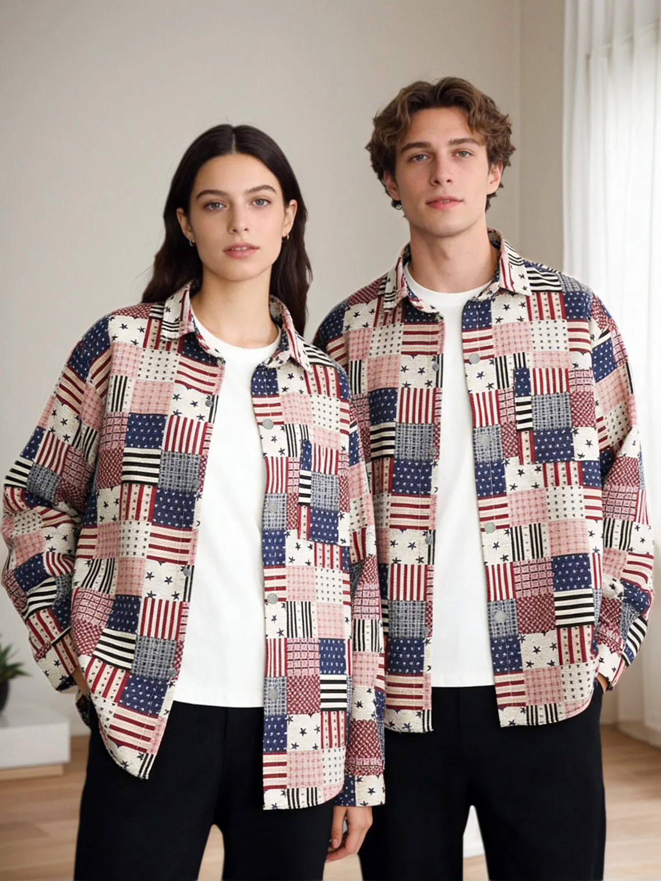 

Spring and autumn new retro ethnic style long-sleeve unisex vintage lazy-style couple jacket