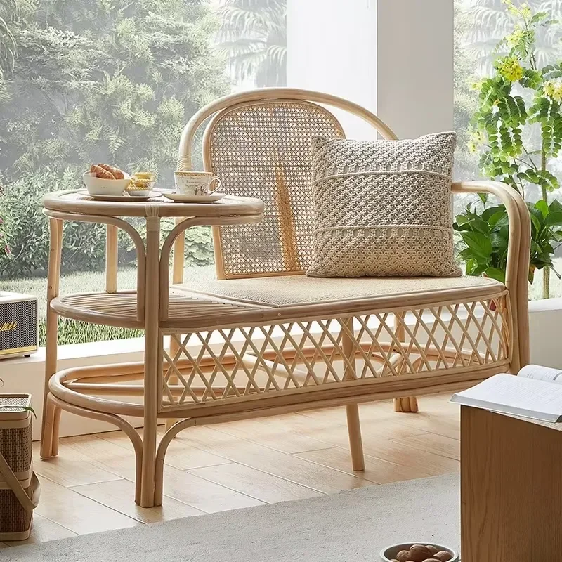 Retro Single Rattan Eco-Friendly Durable Outdoor Farmhouse Park Garden Balcony Leisure Chair