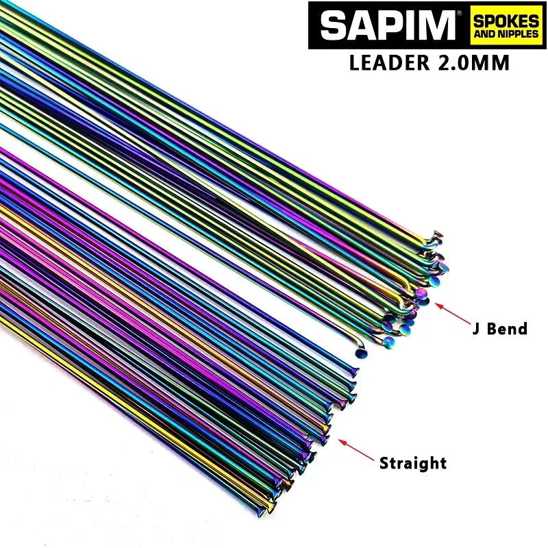 Sapim bicycle spokes Can choose any length below 310mm 2.0 round j-bend/straight pull Rainbow color bikes with copper cap spokes