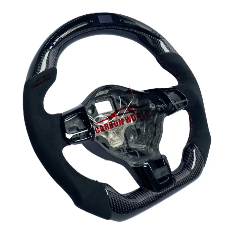For Volkswagen 2010-2014 Golf MK6 GTI R Jetta GLI Hatchback Customized Red Forged Carbon Fiber Steering Wheel with LED