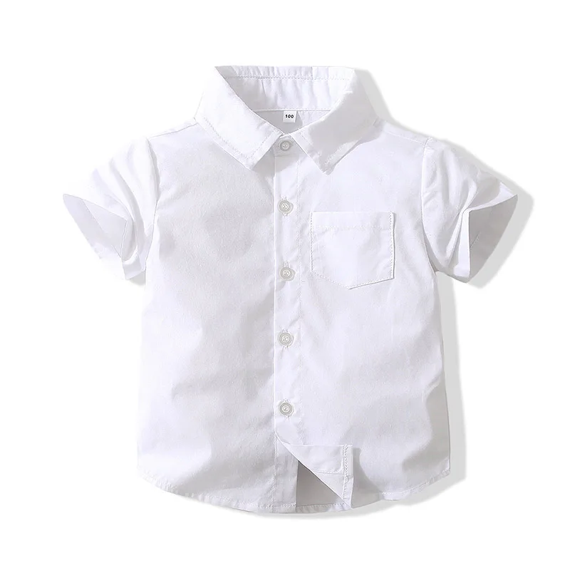 SUNSIOM 2Pcs Baby Boys Gentleman Outfits Kids Summer Clothes Short Sleeve Button Down Shirt + Soild Color Suspender Shorts Set