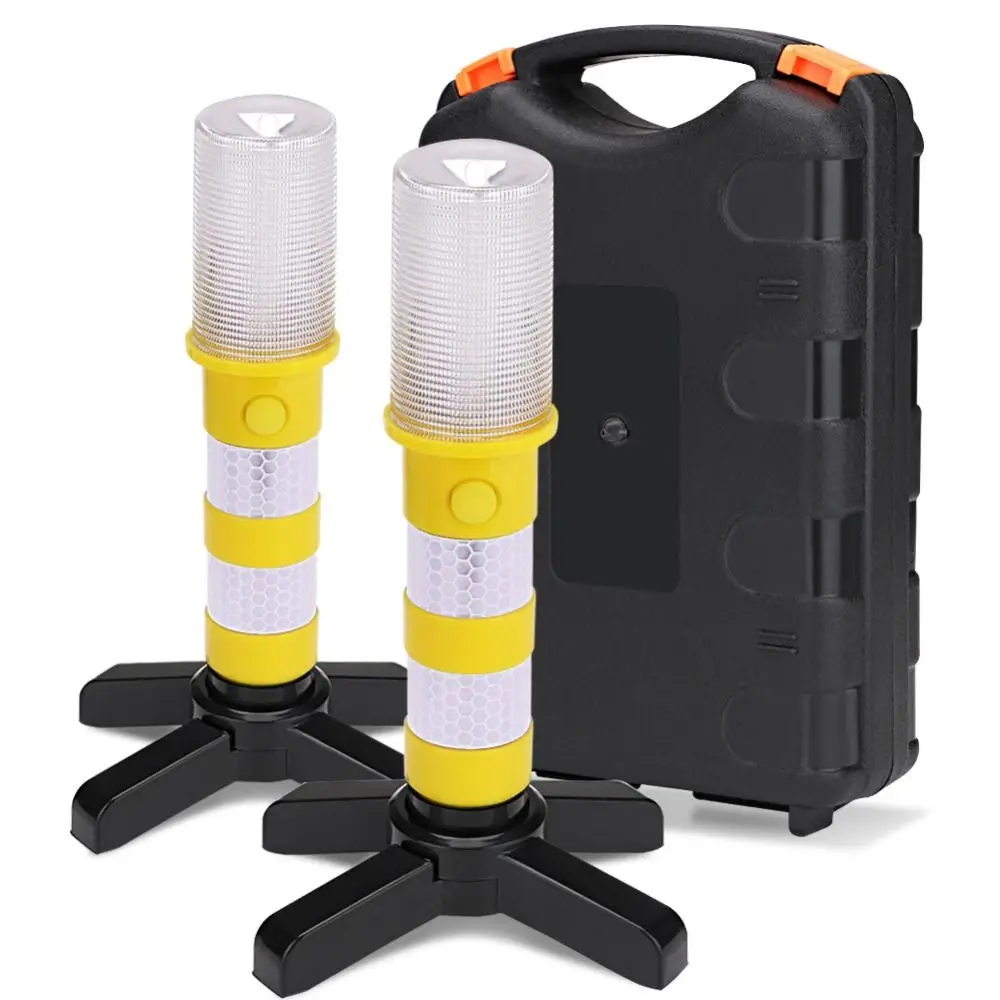LED Light Warning Light Telescopic Baton Detachable Stand Emergency Roadside Flares Strobe Function Magnetic Base
