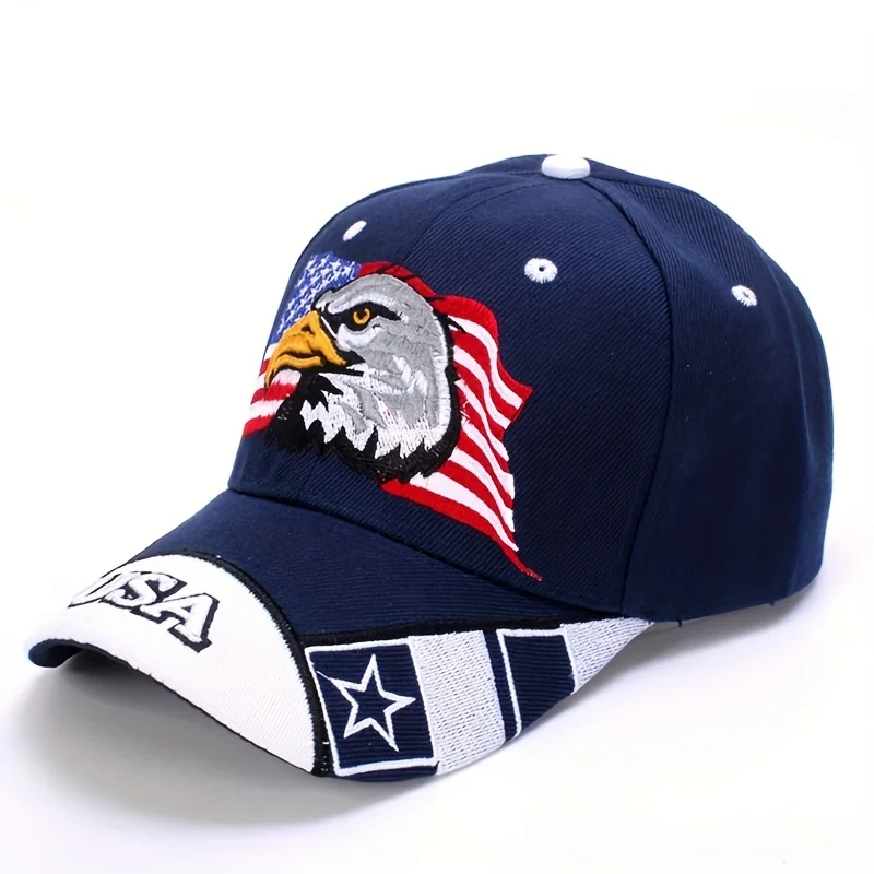 American Flag Eagle Embroidered Baseball Hat Casual Breathable Sports Hat Outdoor Sunscreen Dad Hat unisex