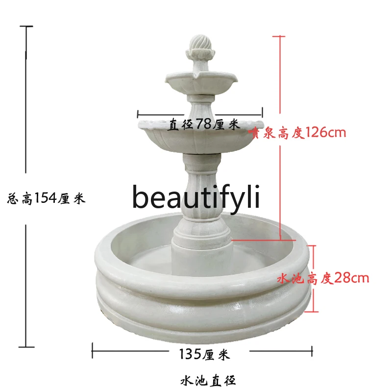 زخرفة نافورة المياه الشمسية الكبيرة، فناء خارجي أوروبي، حوض سباحة متمنيا تعميم المياه فنغ شوي #4