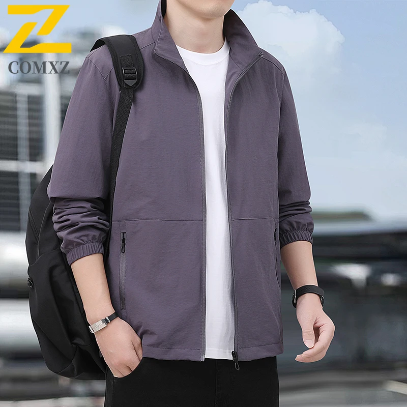 سترة EiAO للرجال بياقة واقفة على الطراز الكوري معطف كاجوال بقصة ضيقة مقاس كبير مقاوم للماء ومقاوم للرياح في الهواء الطلق للمشي لمسافات طويلة والتخييم والصيد #2