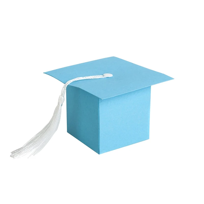 Cajas de Regalo con borla para fiesta de graduación, cajas de dulces con tapa de papel de piezas, 10 unidades