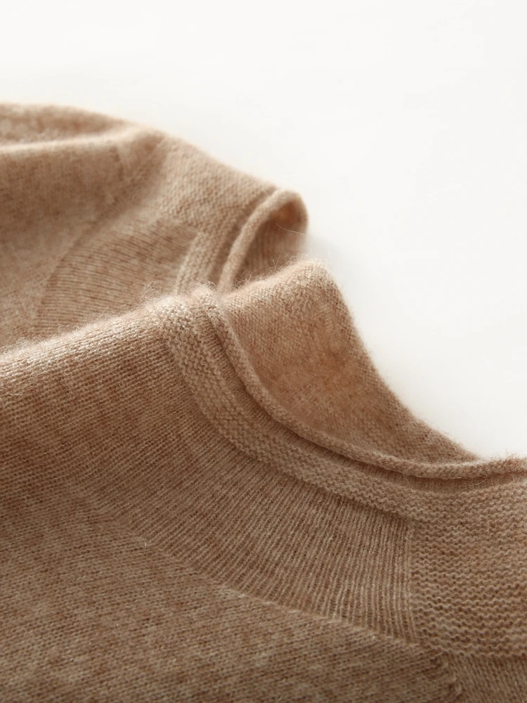 

High Quality Women's 100% Cashmere Pullovers Autumn Winter Curl Mock-neck Sweater Soft Warm Basic Cashmere Long Sleeve Clothing