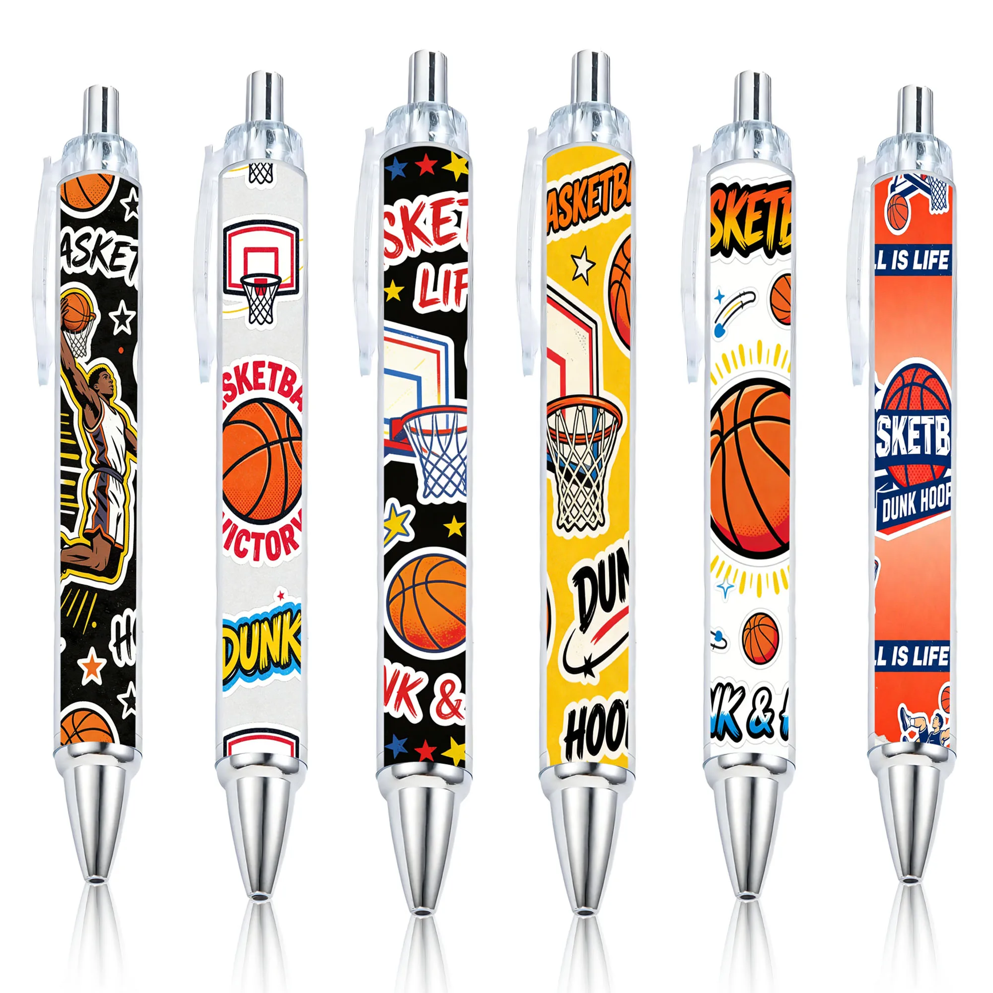 6pcs trendy basketball themed ballpoint pen for students' da