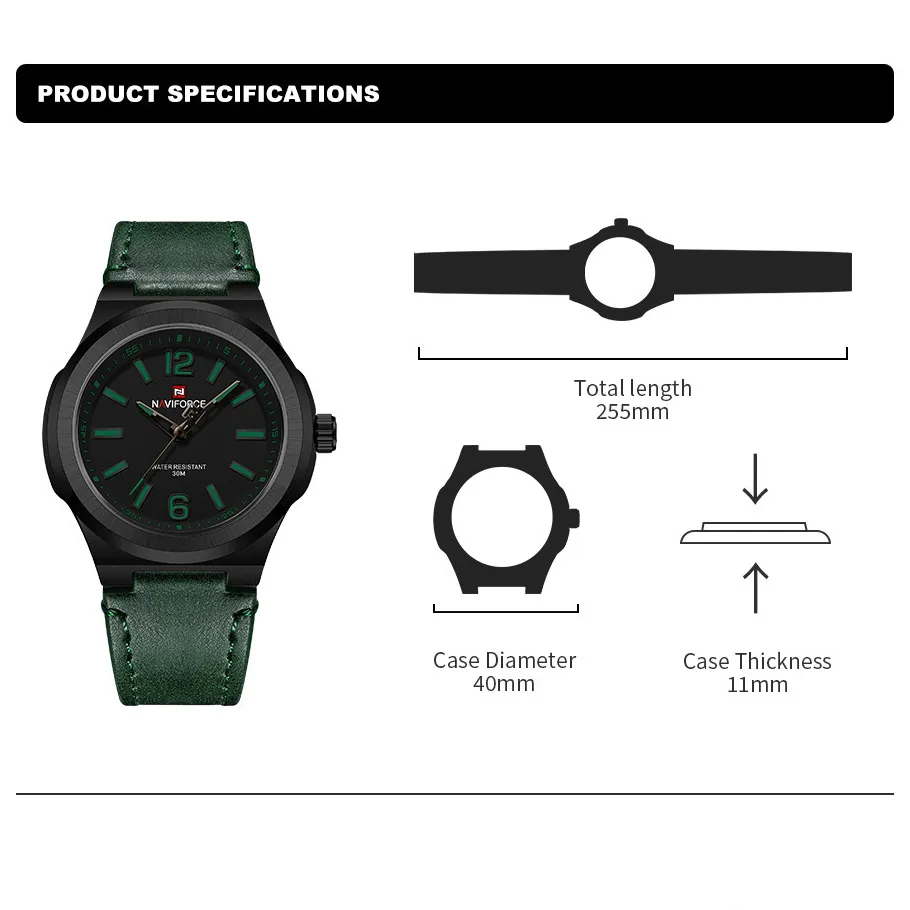 NAVIFORCE Brand Men\'s Fashion Watch Waterproof Male Quartz Wristwatches Sport Durable Military Clock Relogio Masculino 2024 New