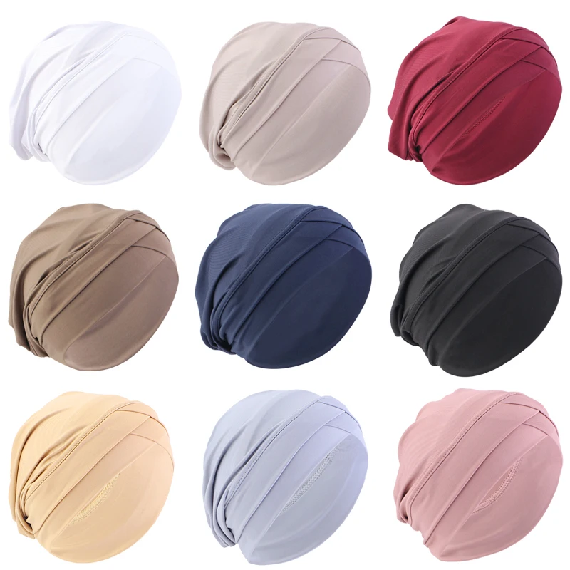 New Women cross muslim hijab inner hat Islamic UnderScarf Arab Wrap Chemo Bandana Muslim Scarf Hijab Bonnet Cap Indian Hat