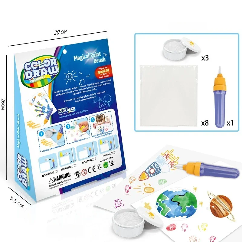 

Волшебные игрушки для рисования для детей, фантазийная цветная кисть, граффити, печать, детский набор для рисования, детские интерактивные развивающие игрушки Монтессори