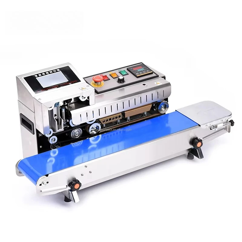 FR1600 Continuous Sealing Machine Intelligent Inkjet Printing Plastic Aluminum Foil Bag Horizontal Heat Band Sealer Machine