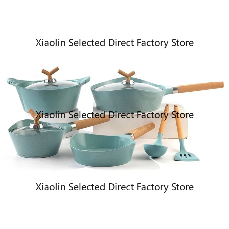 Custom 15 Piece Ceramic Non-Stick Coating Induction Bottom Sauce Pan / Soup Pot /Deep Fry Pan Cookware Set