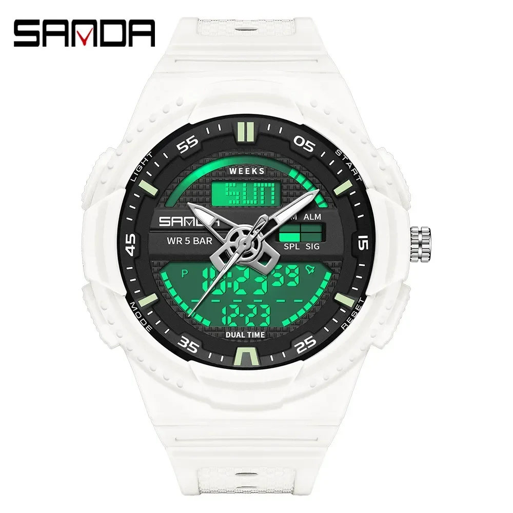 

SANDA Fashion Sports Watch for Men Women Quartz Digital Dual Display Shock Water Resistant Wristwatch HM9030